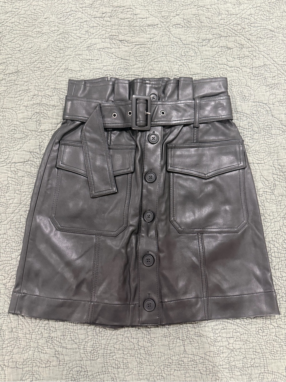 Banana Republic Black Leather Mini Skirt with Belt